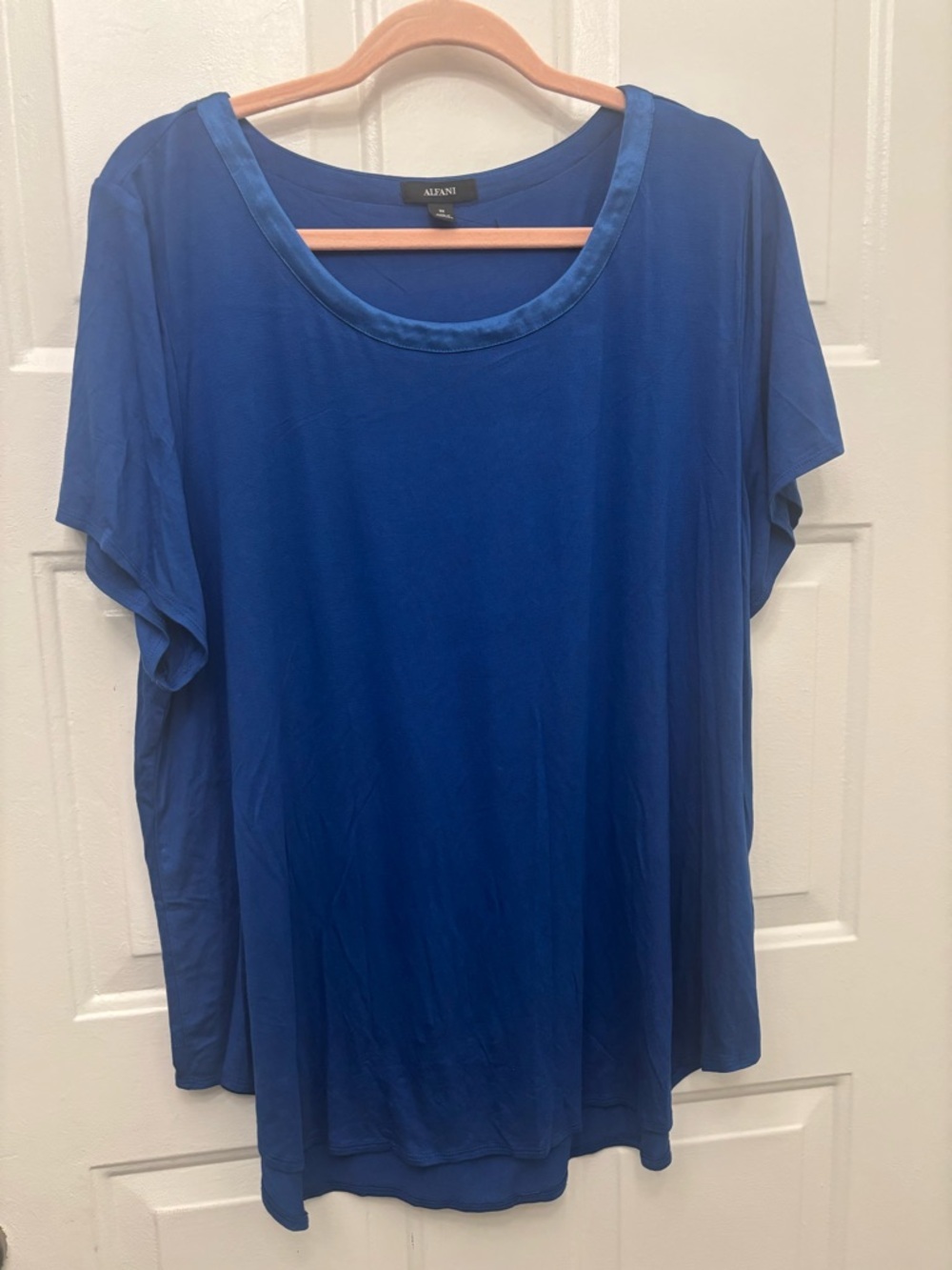 Alfani Women's Short-Sleeve Scoop Neck Top - Cobalt Blue